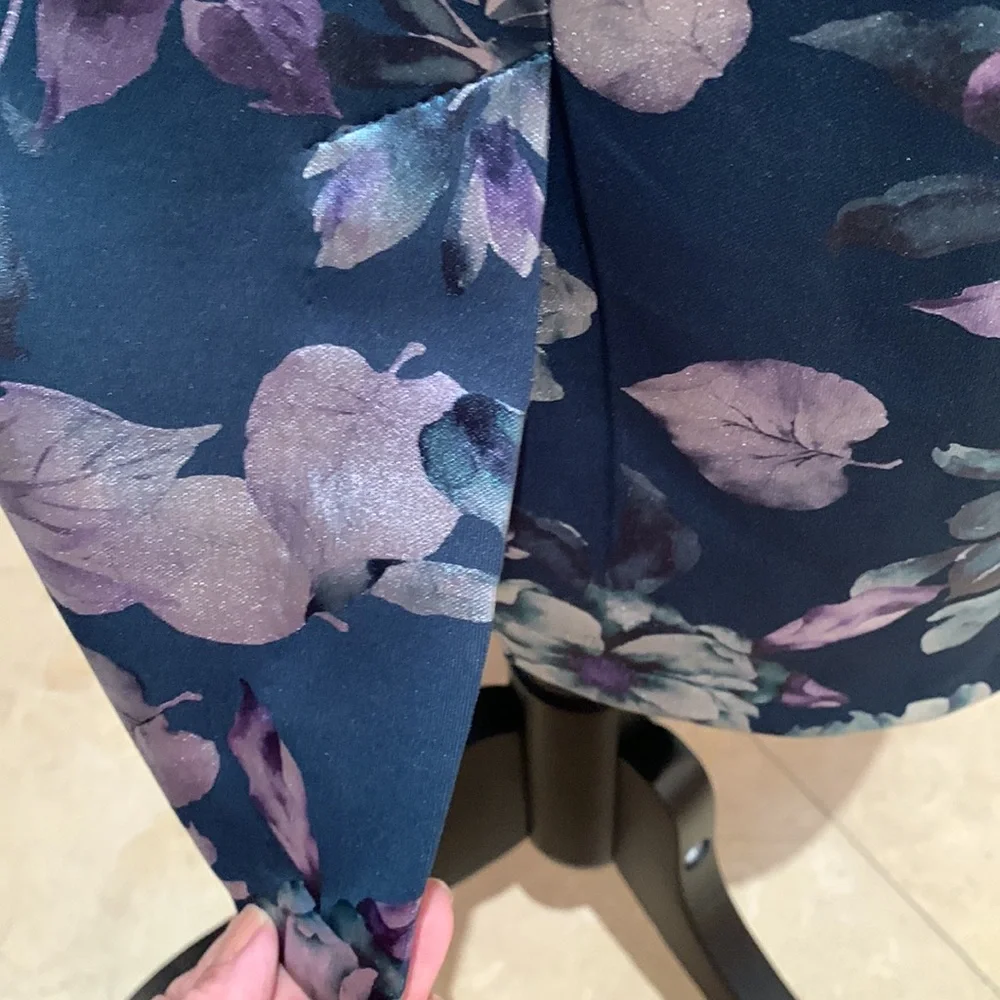 NEW YORK & CO.Metallic floral teal dress w/ metallic flowers. Midi, Size S. - Picture 9 of 13
